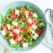 Watermeloen salade, Salade met Feta, Salade met geitenkaas, Salade met granaatappel, Vegetarisch recept, Lowcarb, Keto recept, Rucola sla, Zomers recept, Salade voor bij de bbq, Basisch recept, Sweet & Savory, Zoet en hartig recept, Glutenvrij recept, Slanke lijn recepten, Salade met munt,