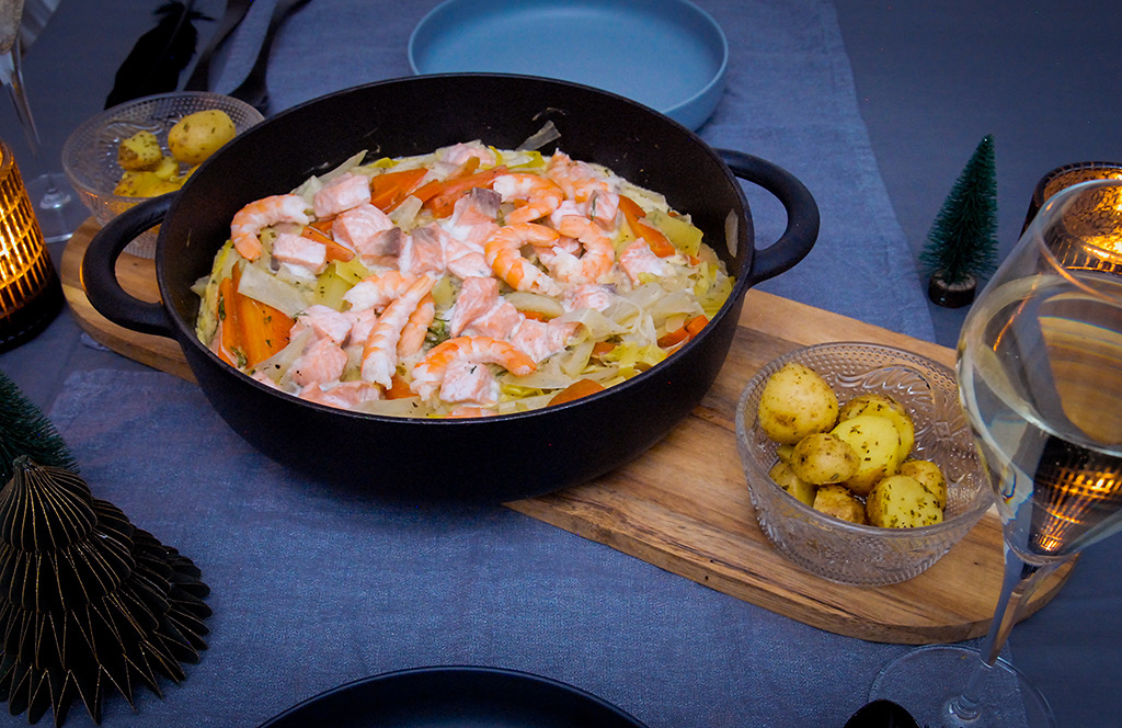 Recept met venkel, Recept stoofpannetje, Recept vispannetje, Stoofpannetje met vis, Stoofpotje kerst, Stoofpotje met vis, Vispannetje, Vispannetje met groenten, Vispannetje met Venkel, Vispannetje met zalm en gamba's, Zelf vispannetje maken,
