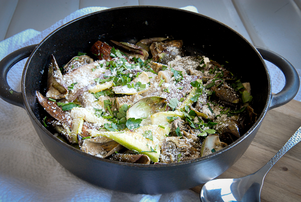 Ovenschotel artisjok, Courgette, Aubergine, Parmezaan, Recept met Artisjok, Recept met Aubergine,