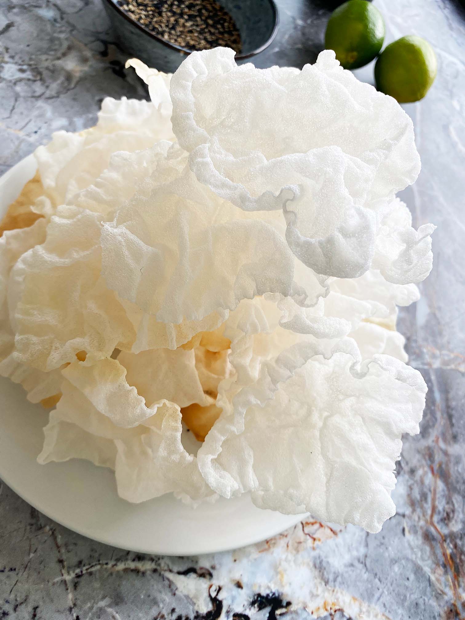 Biologische sojasaus, Gefrituurde rijstvellen recept, Gevulde rijstvellen, Hoe frituur je rijstvellen, Lekkere vegan recepten, Rijstvellen frituren, SeaSoGood review, Vegan vis, Vegan tonijn, Visvervangers, Visvrije tonijn, Vulling gefrituurde rijstvellen,